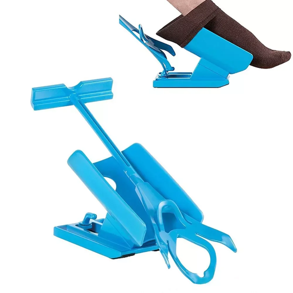 

NEW2023 1pc Sock Slider Aid Blue Helper Kit Helps Put Socks On Off No Bending Shoe Horn Suitable For Socks Foot Brace Support