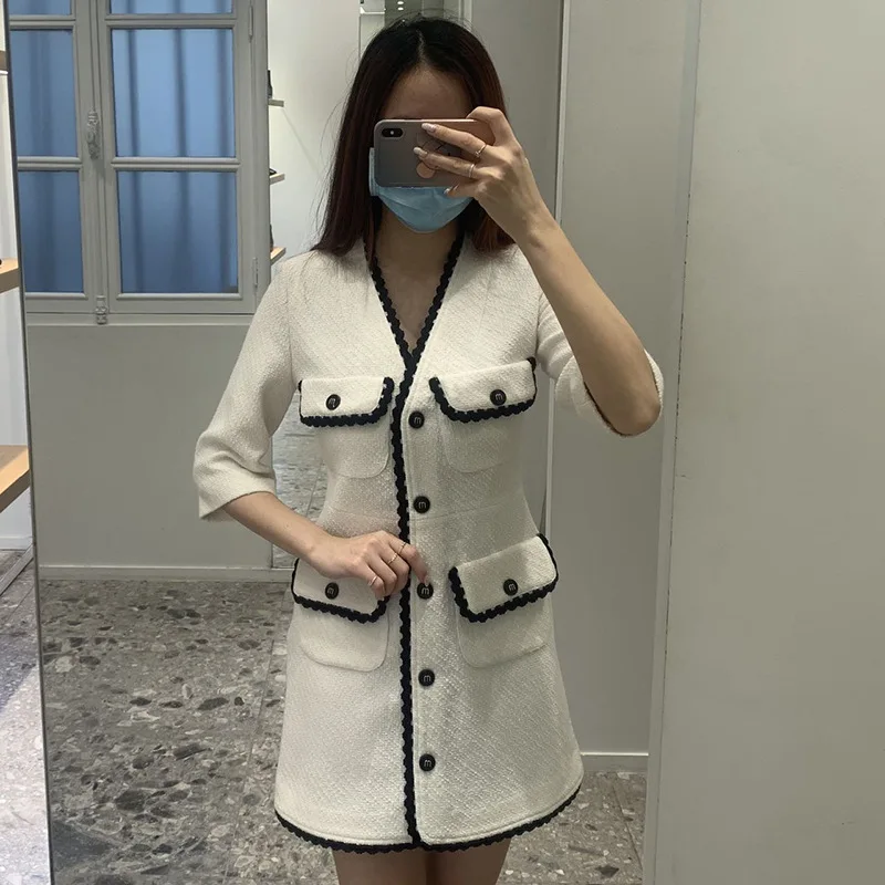 

New Maje Dresses for Women Fashion Design V-neck Women Dress Early Spring Summer Dresses Women Casual Street Wear Maje Dress
