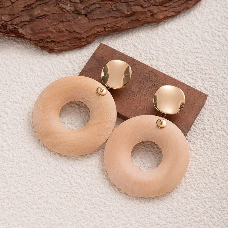 Фото Серьги с геометрическим рисунком, деревянные серьги, серьги Aretes Colgantes Pendientes Tous Jewelry №2