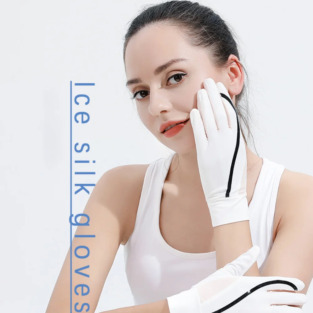 

Beautiful Lines Cool Sunscreen Gloves Sunscreen Exquisite Decoration Riding Gloves Super Elastic Simple And Generous Spring