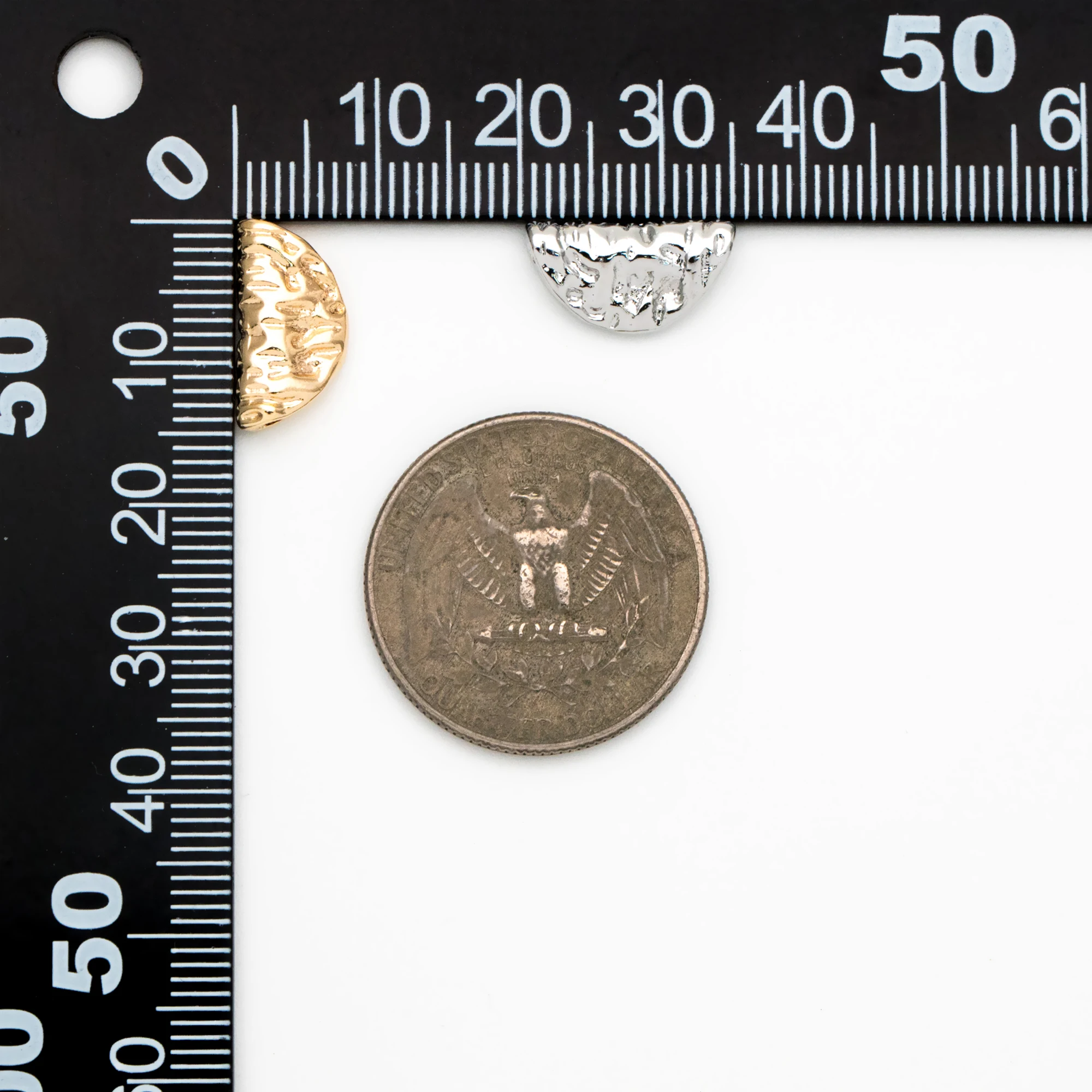 10 шт. золотые/серебряные текстурированные полукруглые бусины-разделители бусины