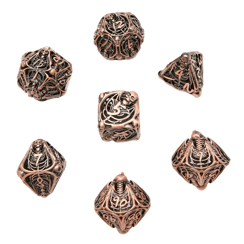 

Metal Dice Set, Hollow Polyhedron Dice, Suitable For Role-Playing Games Such As Pathfinder RPG Shadow Run DND Dice Set