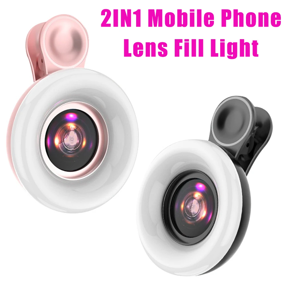 

Mobile phone Fill light 15X macro lens Portable Selfie LED Ring Flash Light Phone Selfie Lamp Ring Clip Light Drop Shipping