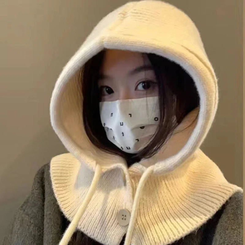Корейская регулируемая эластичная шапка-балаклава теплый шарф с кольцом