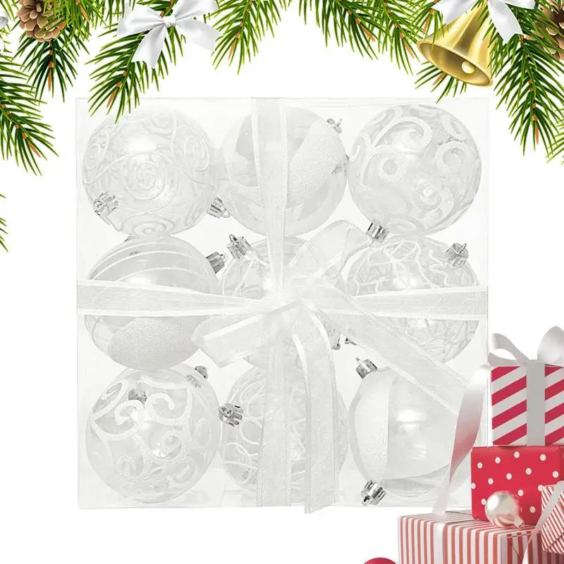 

Christmas Ball Ornaments 18 Christmas White Painted PET Transparent Balls Christmas Tree Pendant Decoration White Christmas Ball