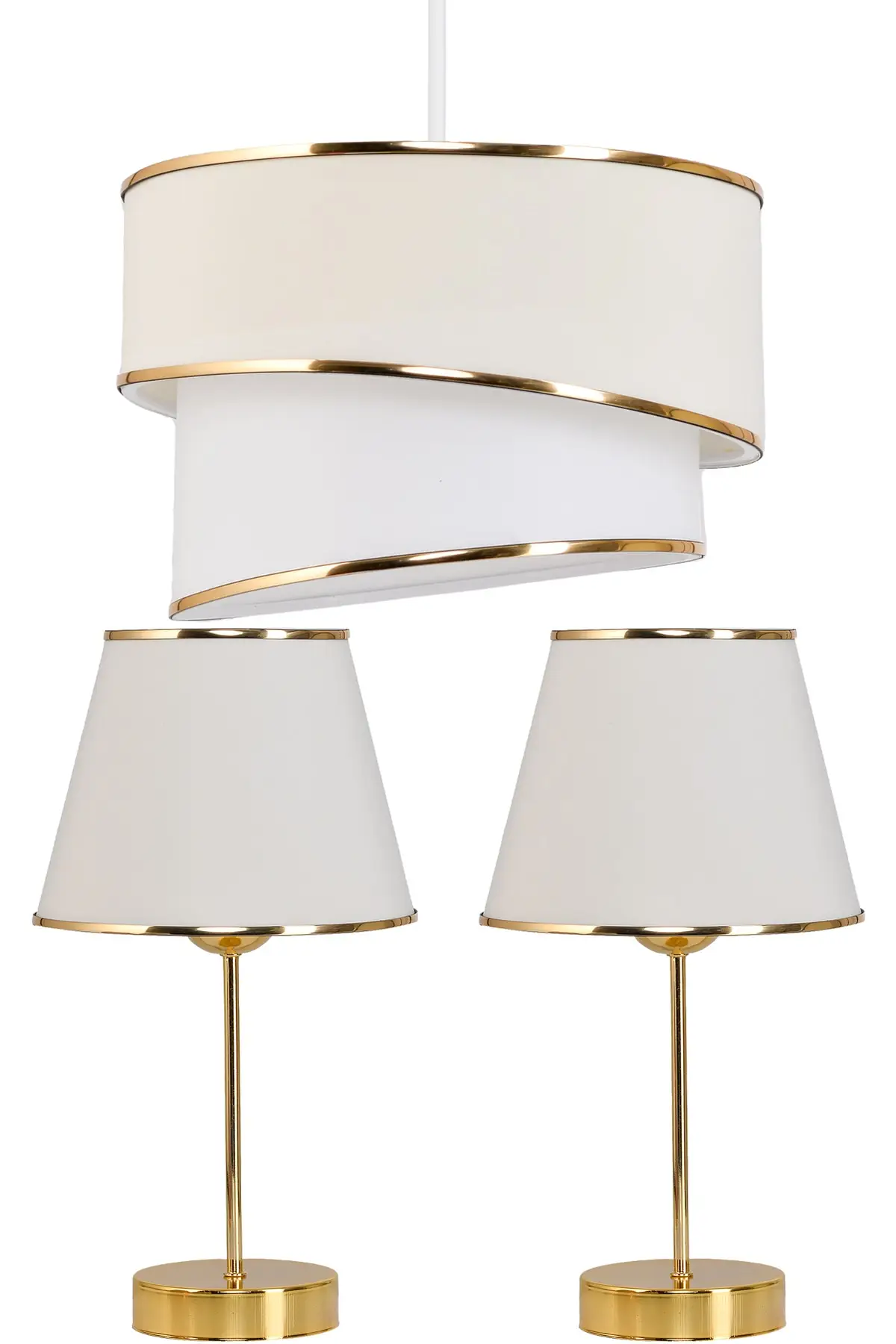 

Ruzgar Cake Single Sarkit Chandelier And Gold Lampshade Set Cream