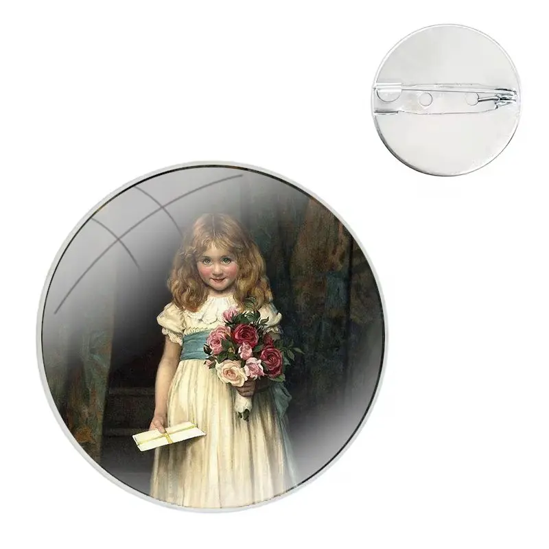 Винтажные броши для девочек в стиле ретро с масляными картинами значки