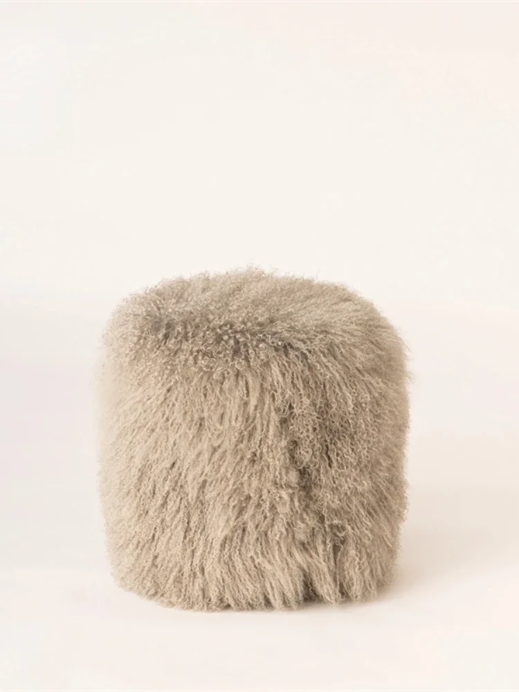 Скандинавская круглая скамейка Boucl é красная флисовая обувь ins из ягненка для