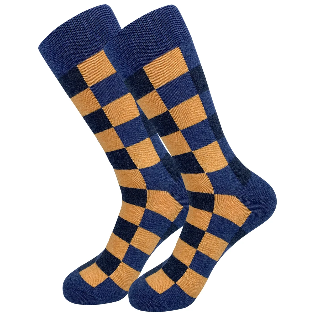 5 Pairs New Men's Plus Size Casual Cotton Middle Tube Socks Business Autumn and Winter Striped Plaid Men Dress Socks