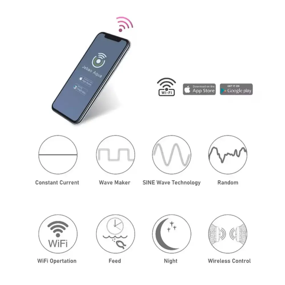 Jebao WIFI Wave Maker Аквариумный морской волновой насос рифов с контроллером ЖК-дисплея