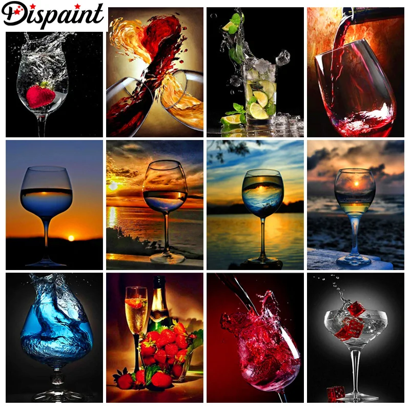 

Dispaint 5D Diamond Embroidery Needlework Kit "Scenery Cup Sunset" Diy Diamond Painting Cross Stitch Home Decoration Gift