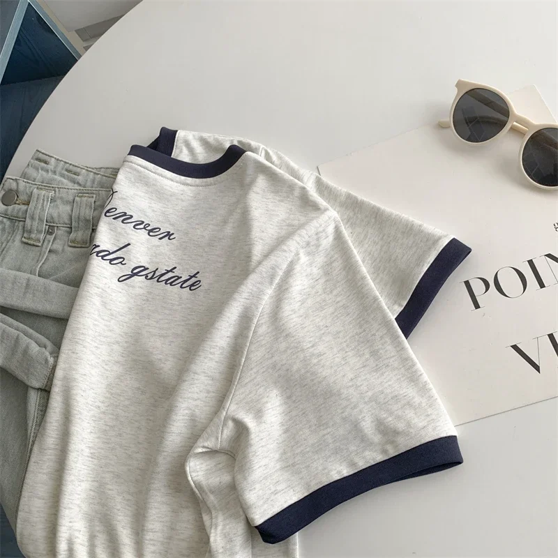 Футболка женская с коротким рукавом и надписью Свободный Повседневный Топ из