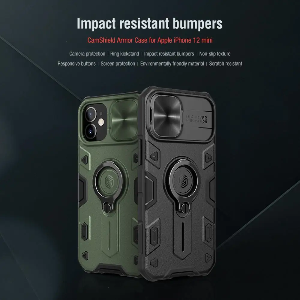 

Защитный чехол CamShield для iPhone 12/12 Pro/12 MIni/12 Pro Max, с кольцом и подставкой