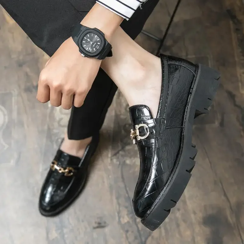

British Business Dress Height Increasing Insole Groom Wedding Shoes Black Leather Shoes Men's Korean plus Size Casual Men's Shoe