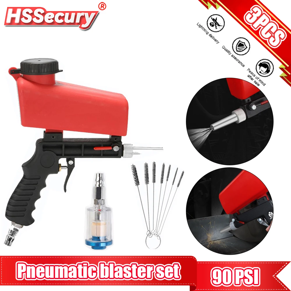 Pneumatic Sandblasting Gun Adjustable Sandblasting 90psi Portable Machine Gravity Small Sandblasting Handheld Pneumatic Blasting