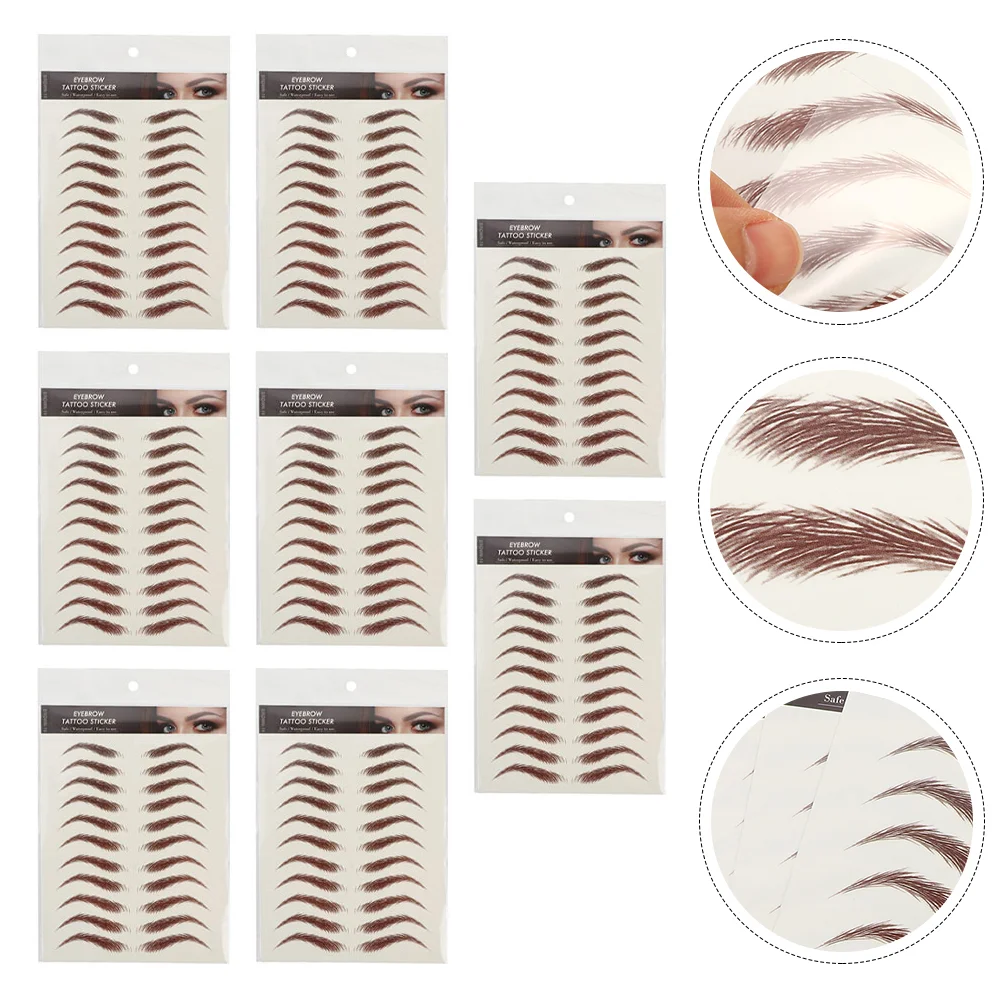 

9 Sheets Water Proof Stickers Waterproof Eyebrow Artificial False Eyebrows Cosmetics 6D Hair-Like Temporary Tattoos Transfer