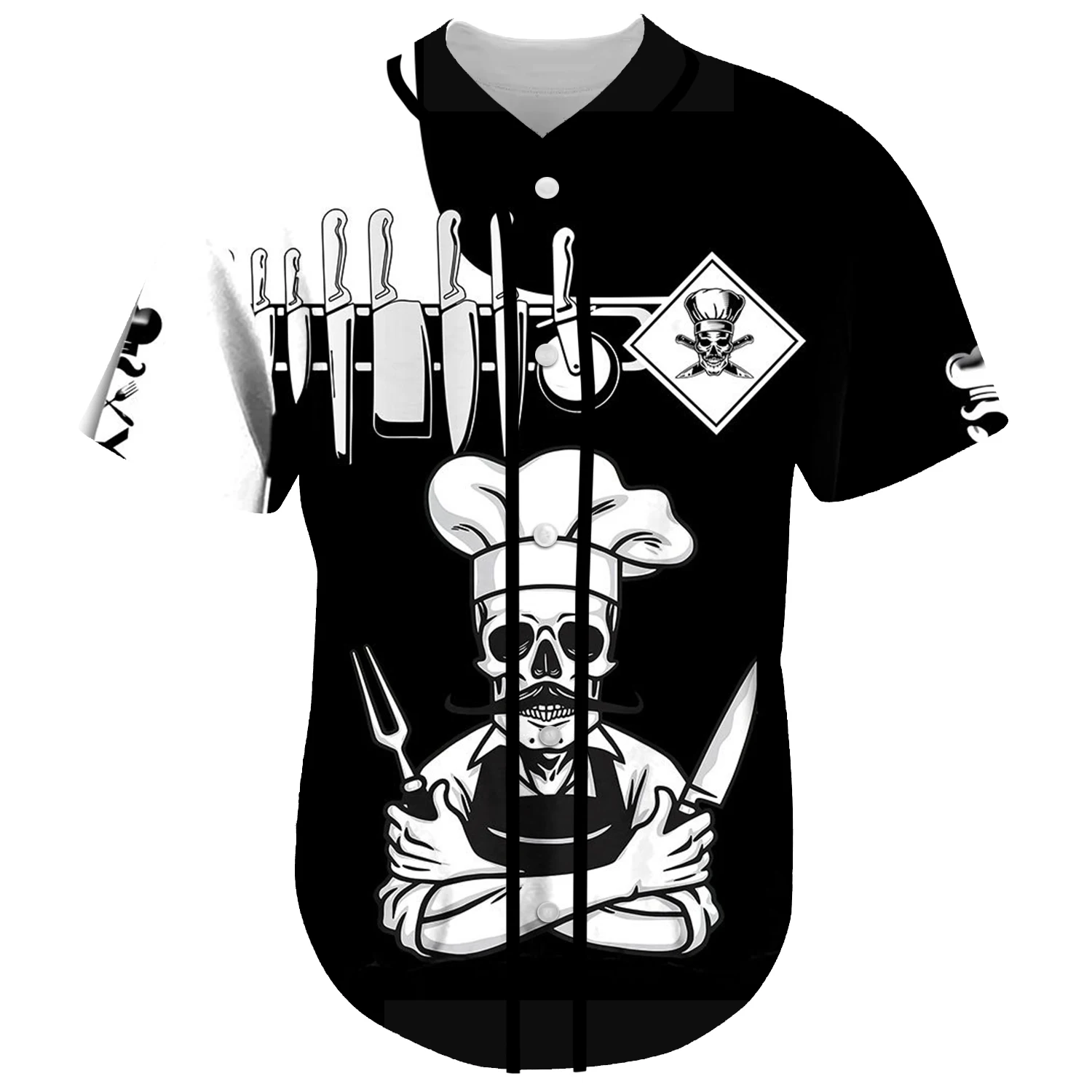 Cosplay Worker Culinary Arts Cooking Master Chef Tattoo 3DPrint Summer Harajuku Streetwear Baseball Shirts Jersey Short Sleeve 3