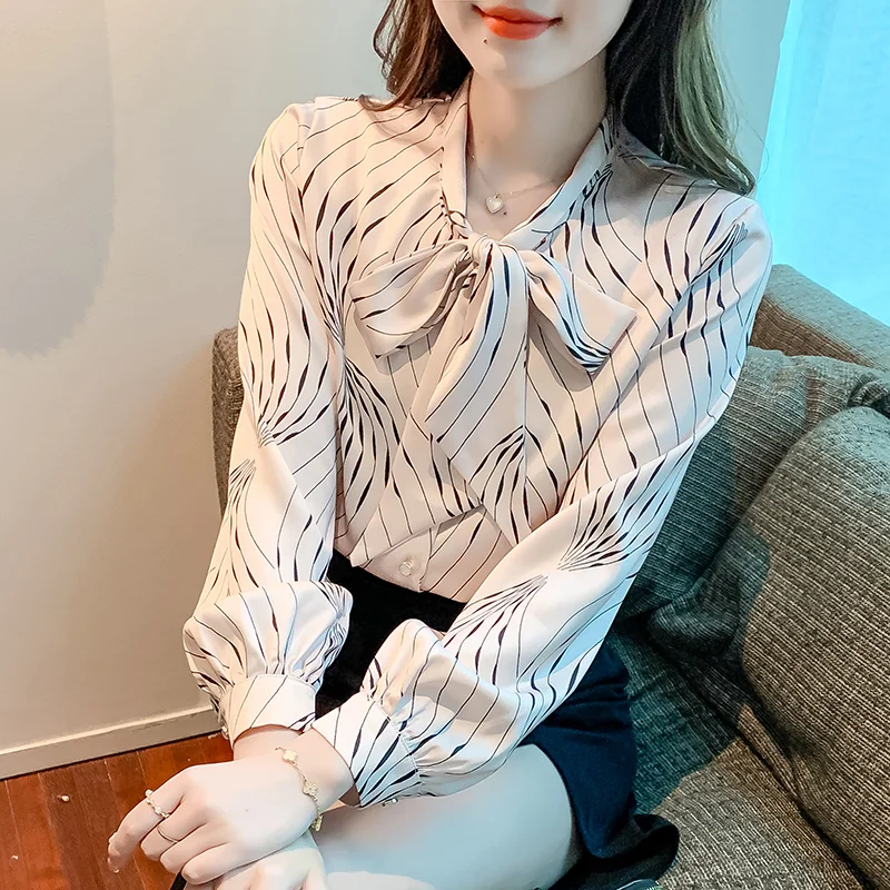 

Chikichi Women Tops Satin Shirt 2023 Fall New Chiffon Striped Shirt for Women Female Clothing Basic Floral Womens Tops Casual