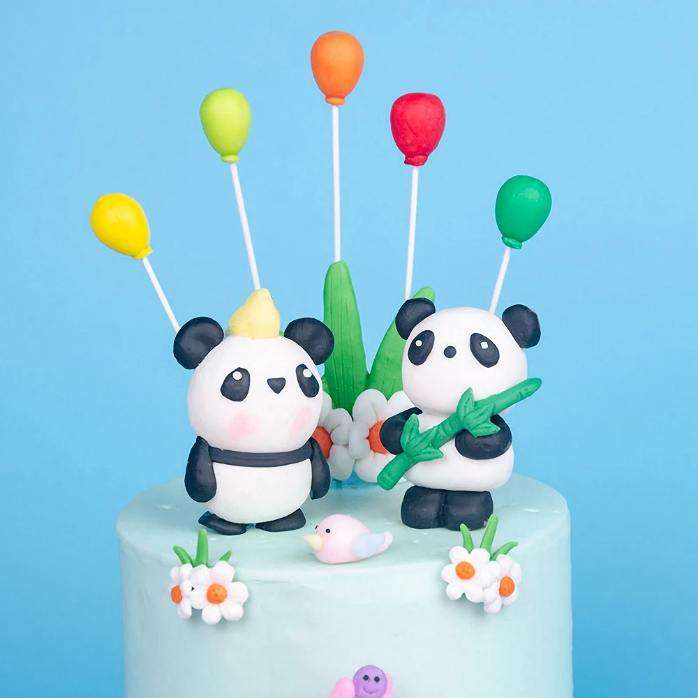 

Cute Panda Cake Toppers Princess Cupcake Toppers Children Happy Birthday Party Cake Decorations Kids Favor Gifts