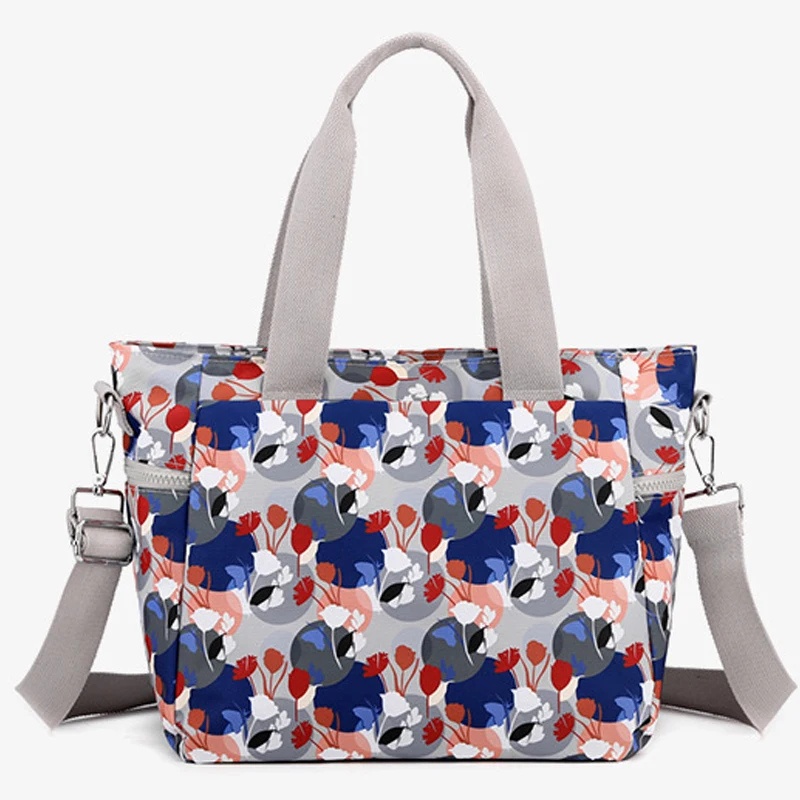 Women Shoulder Bag Large Floral Heavy Duty Classic Handbag Waterproof Nylon Bag Shopping School Casual Tote Over Shoulder Bag