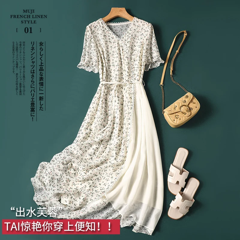 

Asymmetric Design Fashion Vestidos Elegantes Para Mujer Summer Dress Mid-Calf A-LINE V-Neck Birthday Dress for Women