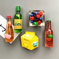 cartoon refrigerator sticker creative mini beer soda bottle ice cream fruit magnet sticker for refrigerators kitchen home decor