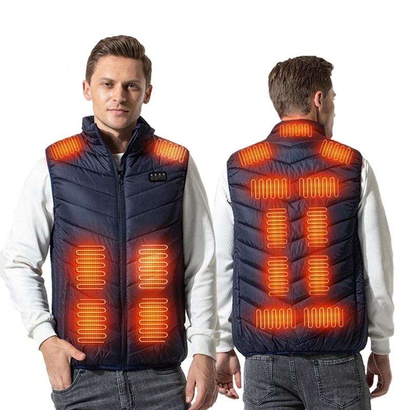 2021 Men Outdoor USB Infrared Heating Vest Jacket Men Winter Electric Heated Vest Waistcoat For Sports Hiking Oversized 5XL