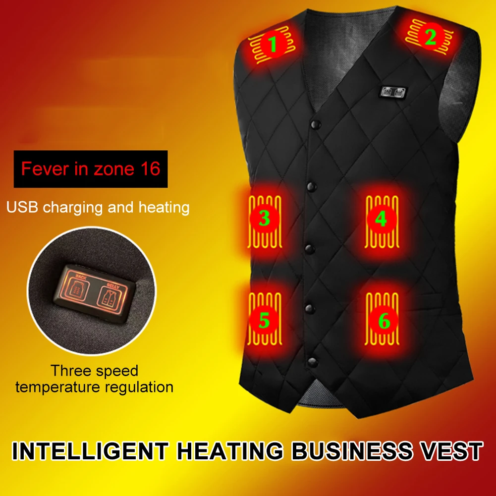 

16 Places Zones Heated Vest 3 Gears Thermal Clothing USB Charging Thermal Electric Heating Clothing Women Men for Outdoor Travel