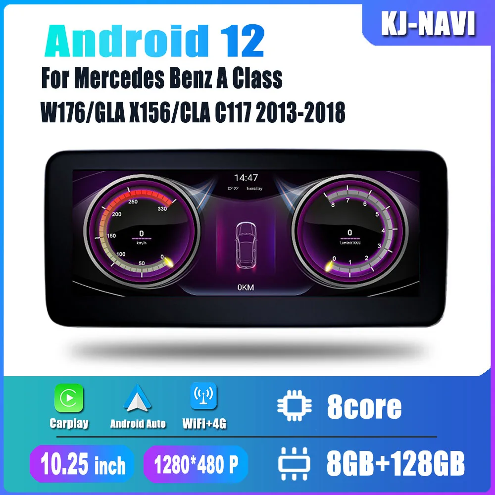 

Автомобильное радио GPS, Android 12,0 Carplay мультимедийный плеер, для Mercedes Benz A Class W176/GLA X156/CLA C117 2013-2018