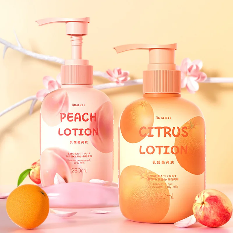 250ml Citrus Peach Water-sensing Lactobacillus Moisturizes, Whitens and Softens The Skin, Brightening Body Lotion Free Shipping