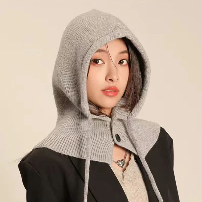 Корейская регулируемая эластичная шапка-балаклава теплый шарф с кольцом