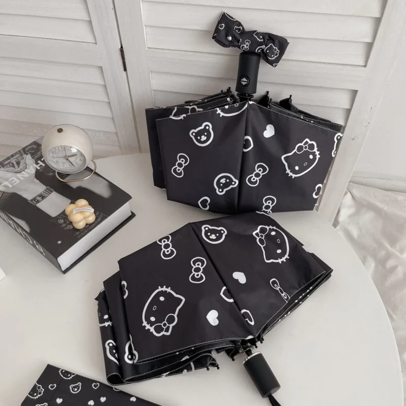 Полностью автоматический зонт для женщин черный цвет защита от дождя солнца