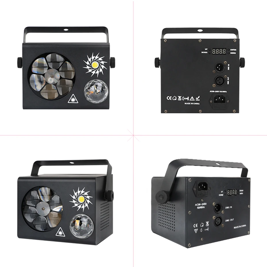 Pаспродажа Волшебный светодиодный RGB Шар ALIEN 4 в 1, стробоскоп 16 красных и зеленых лазерных узоров, проектор DMX для сценического освещения дискотеки вече...