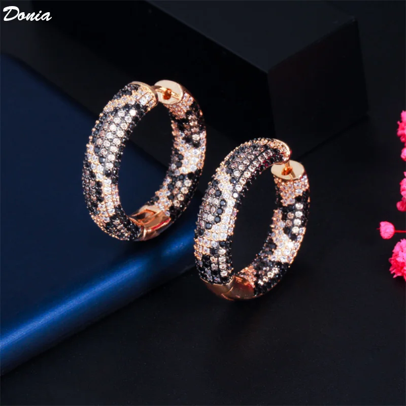 

Donia jewelry Fashion personality copper AAA zircon earrings multicolor luxury leopard ear ring banquet fashion earrings