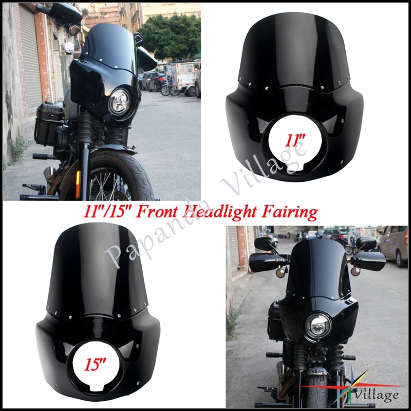 

Motorcycle 11"/15" Front Headlight Fairing Windscreen Windshield For Harley Dyna Wide Glide FXDWG 2006-2017 FXDWGI EFI 2006-2011