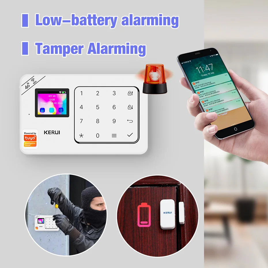 KERUI WiFi GSM комплект противоугонной сигнализации для дома, беспроводная охранная сигнализация Tuya Smart Life App, защита безопасности Alexa W181 (art.: 3920d3acff6ab) - 3920d3acff6ab