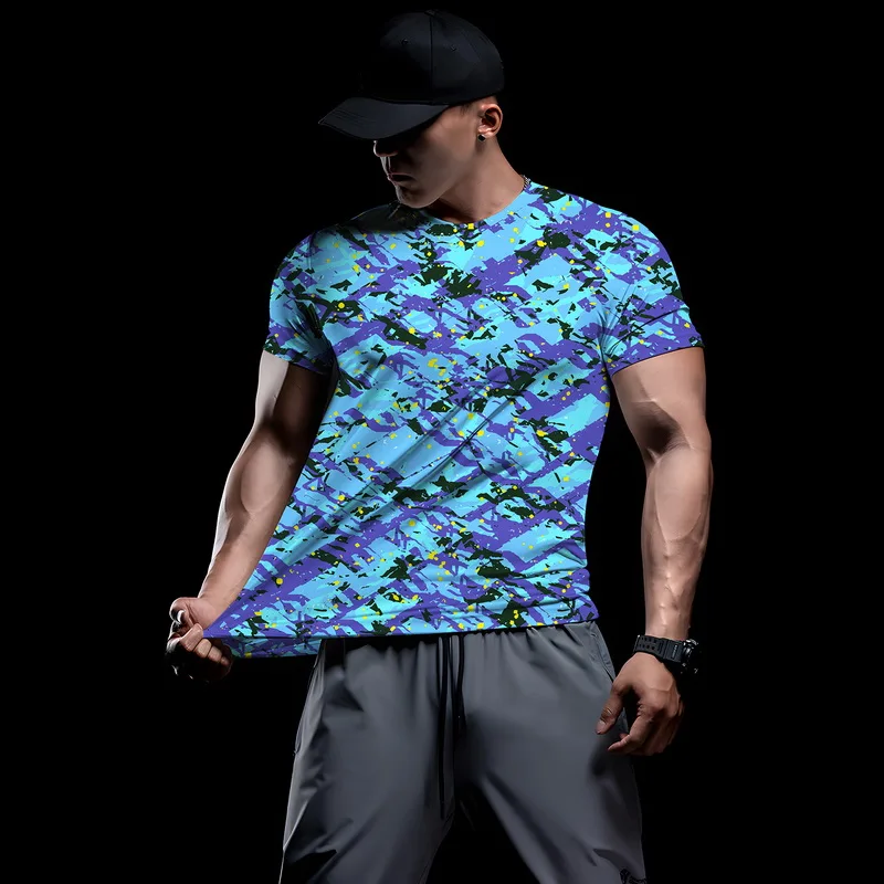 

NEW Summer Gyms Shirt Sport T Shirt Men Quick Drying Running Shirt Men Workout Training Tees Fitness Tops T-shirt