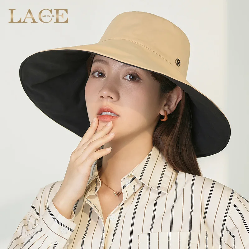 

Japan and South Korea Spring and Summer Big Brim Sun Hat Women's UV Protection Double-sided Fisherman Hat Travel Sunscreen