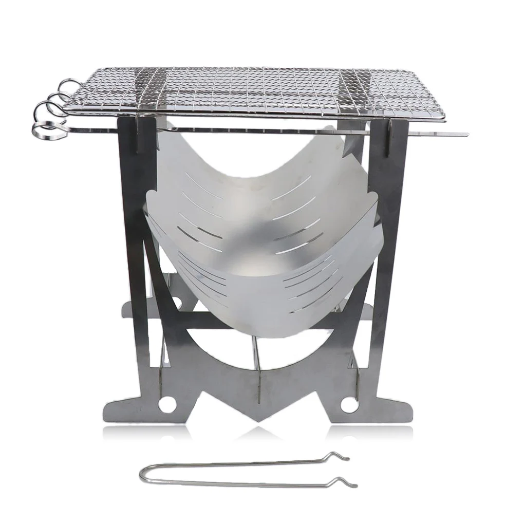 

Barbecue Grill Stainless Steel Folding Portable Charcoal Stove with Ash Tray Outdoor BBQ Gadgets Accessories Camping
