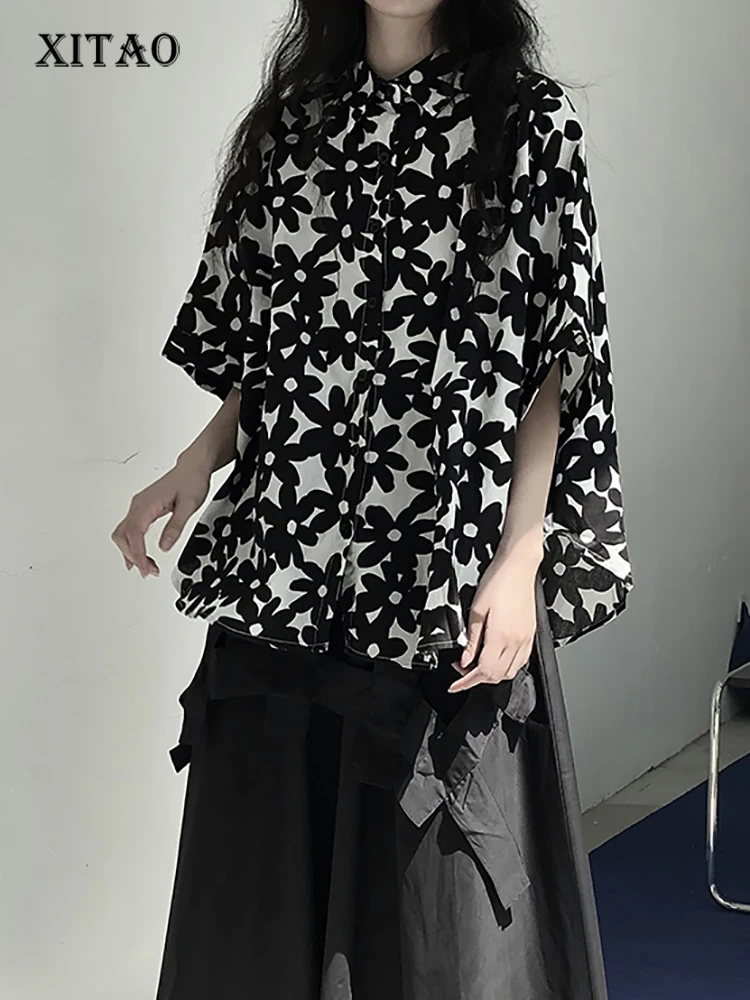 

XITAO Turn-down Collar Single Breasted Print Shirt 2021 Summer New Arrival Casual Fashion All Match Sweet Temperament ZY6486