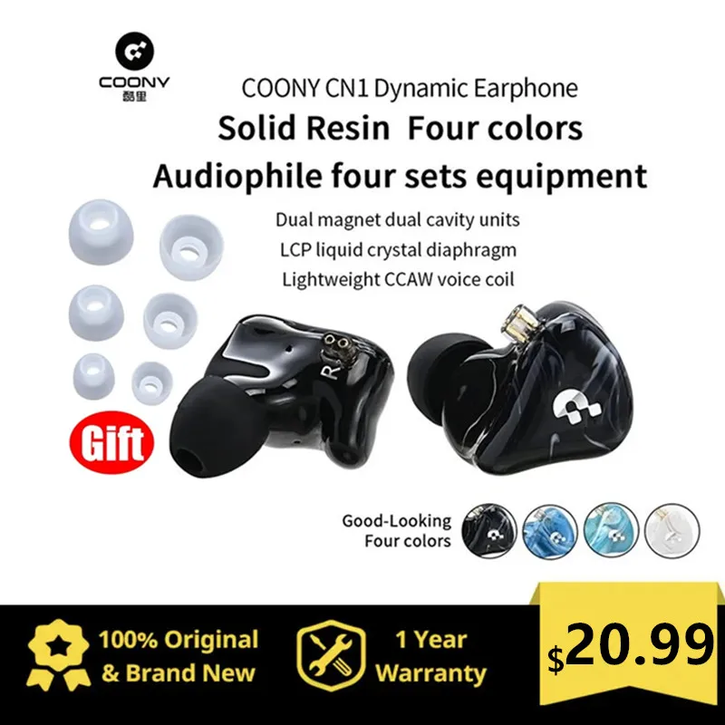 

COONY CN1 Resin Earphones Wired In Ear Interchangeable HIFI Fever Grade High Sound Quality TypeC Monitoring Earphones