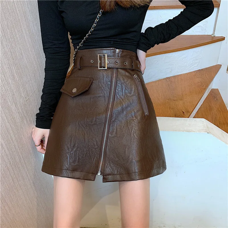 

Fp321 2019 new autumn winter women korean fashion casual sexy Skirt kawaii PU leather skirt
