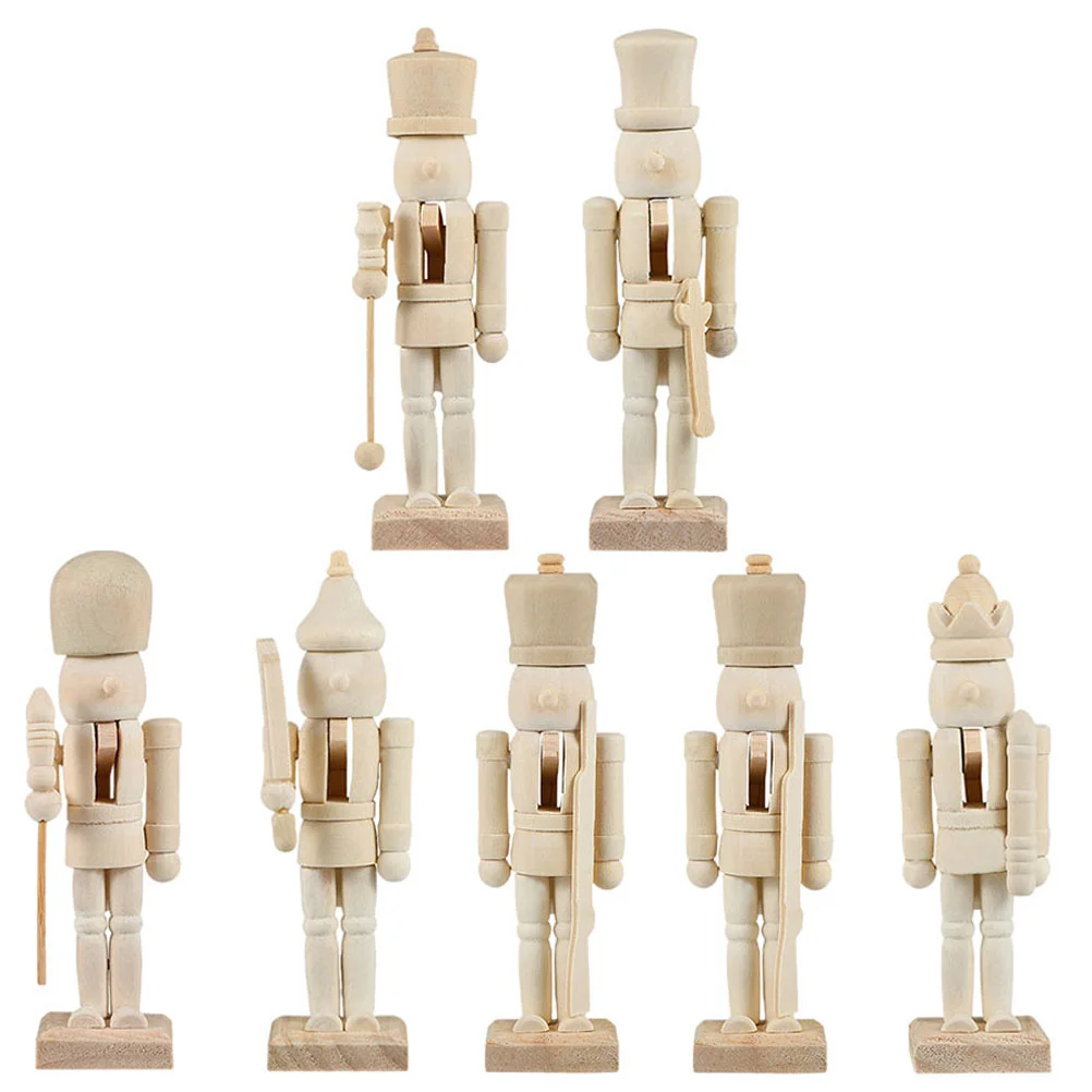 

Christmas Decorations DIY Nutcracker Adornment Walnut Soldier Unpainted Figurine Wooden