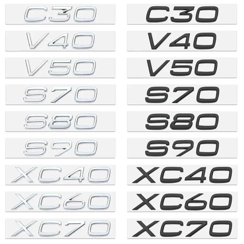 

3D-эмблемы и буквы из АБС-пластика для заднего багажника Volvo C30 V40 V60 V90 S40 S60 S80 S90 S80 XC40 XC60 XC90, аксессуары