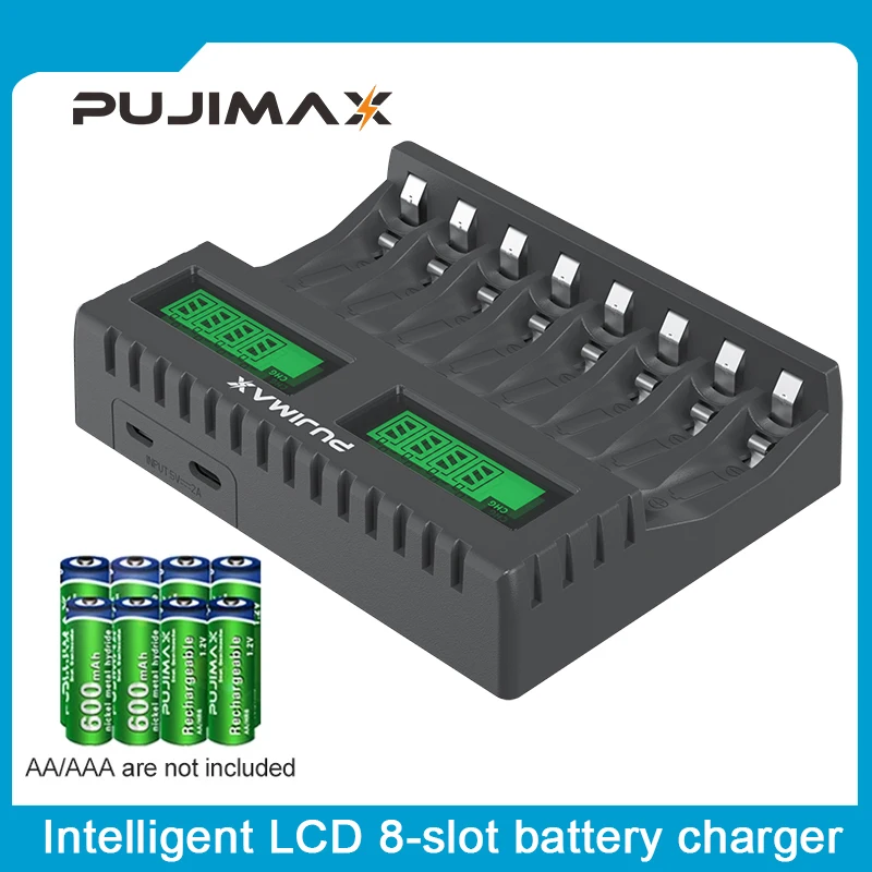 

VOXLINK LCD Display Smart Intelligent Battery Charger With 8-Slot For AA/AAA NiCd NiMh Rechargeable Batteries aa aaa Charger