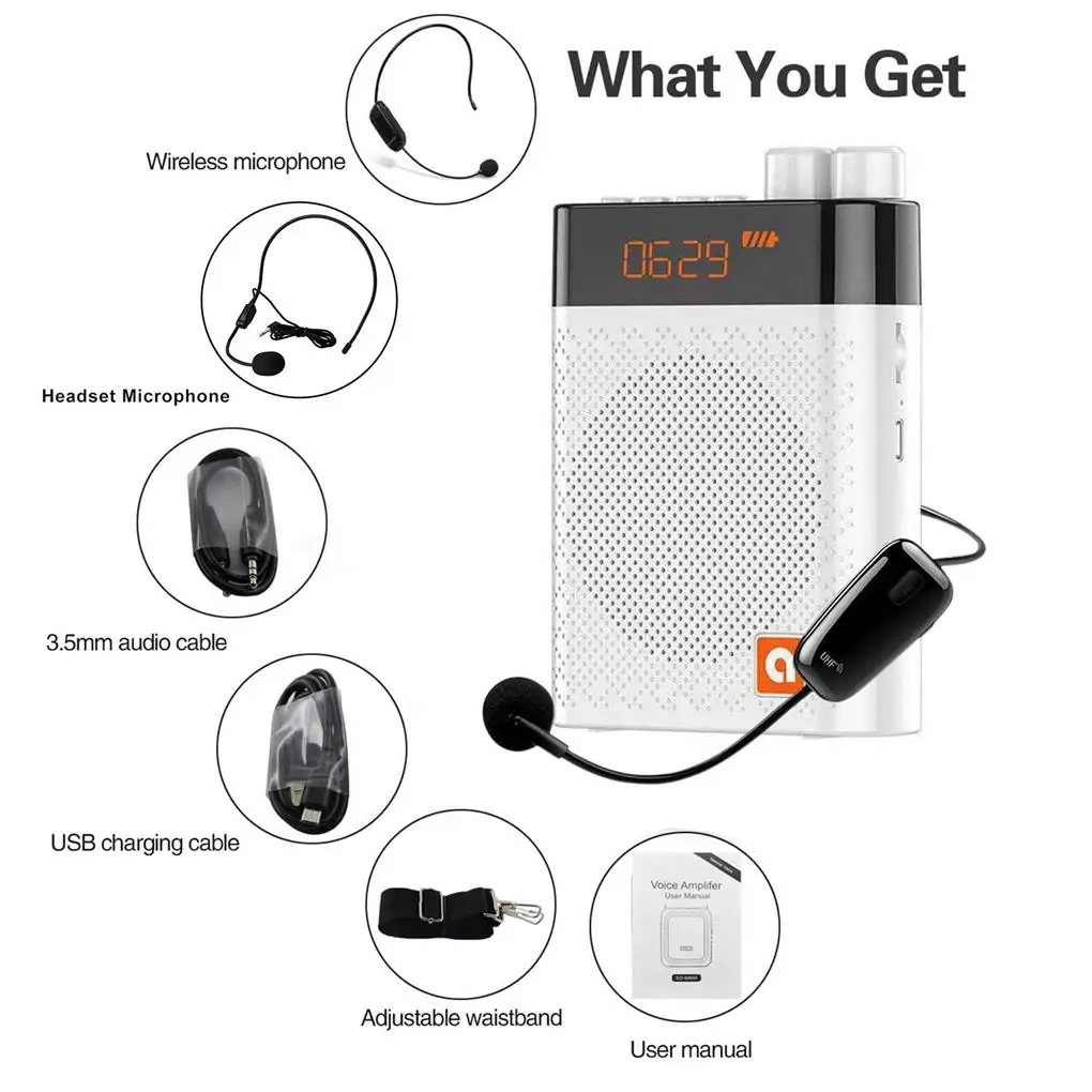 Беспроводной мегафон K7 UHF для учеников дисплей туристический гид голосовое