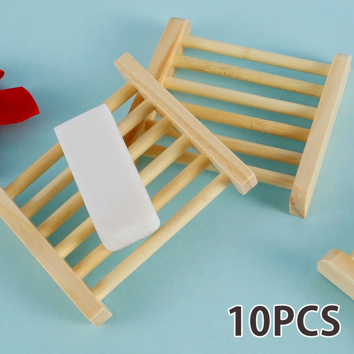 

10 Pcs Wooden Soap Dish Home Storage Organizer Bath Shower Plate Portable Soap Tray Holder Durable Bathroom Accessories Supplies