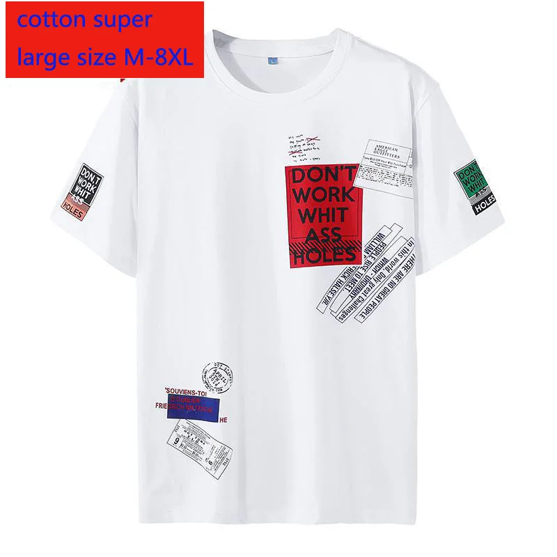 

New Arrival Men Fashion Clothes Super Large Short Sleeve Loose Cotton Casual O-neck Print Knitted T Shirt Plus Size M-7XL 8XL