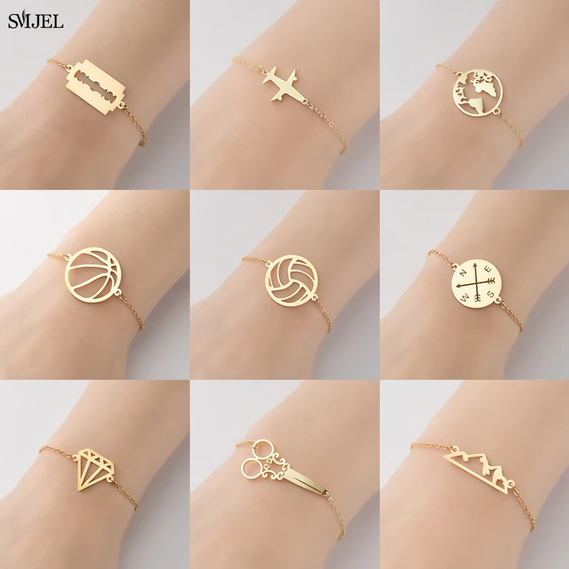 Модный браслет для волейбола и самолета из нержавеющей стали |