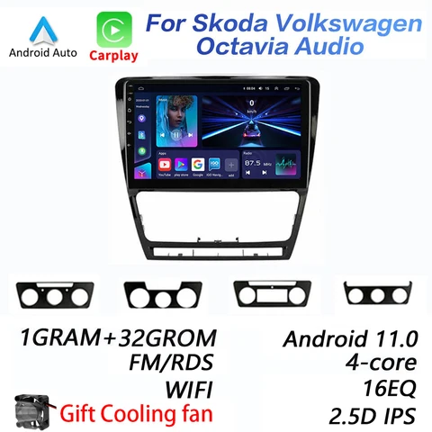 Автомагнитола Carplay с Wi-Fi, 10,1 дюйма, 2din, Android 11, мультимедийный видеоплеер, GPS-навигация для SKODA Octavia 2 A5 2007-2014
